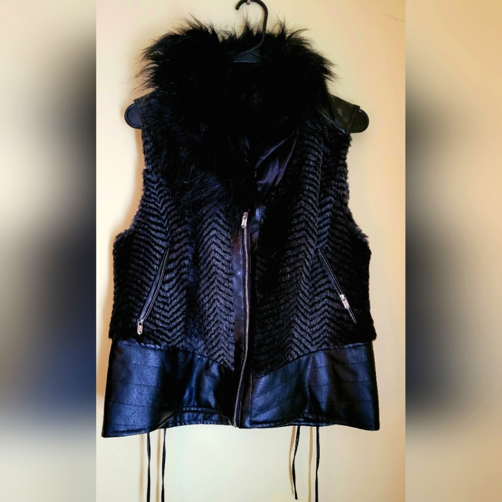 Faux fur leather vest